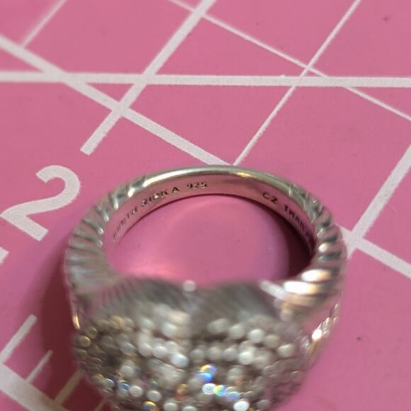 Judith Ripka Classic Diamonique 925 Sterling Silver Cluster Heart Ring Sz 5.75 - Picture 10 of 15